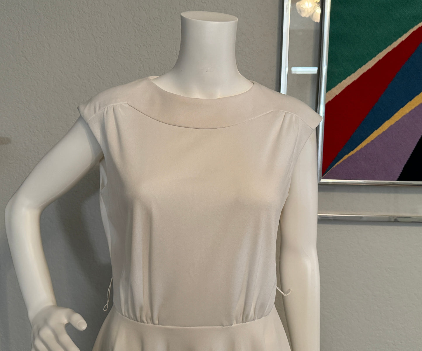 White Sleevess Dress, Size 12, Union Made