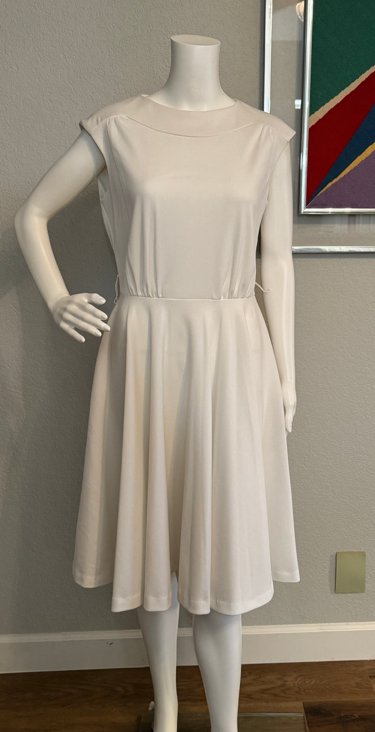 White Sleevess Dress, Size 12, Union Made