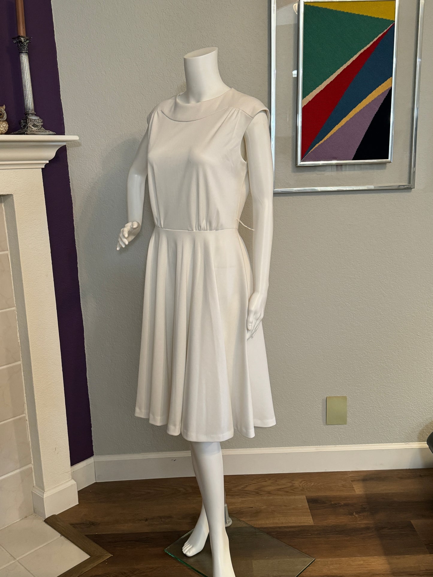 White Sleevess Dress, Size 12, Union Made