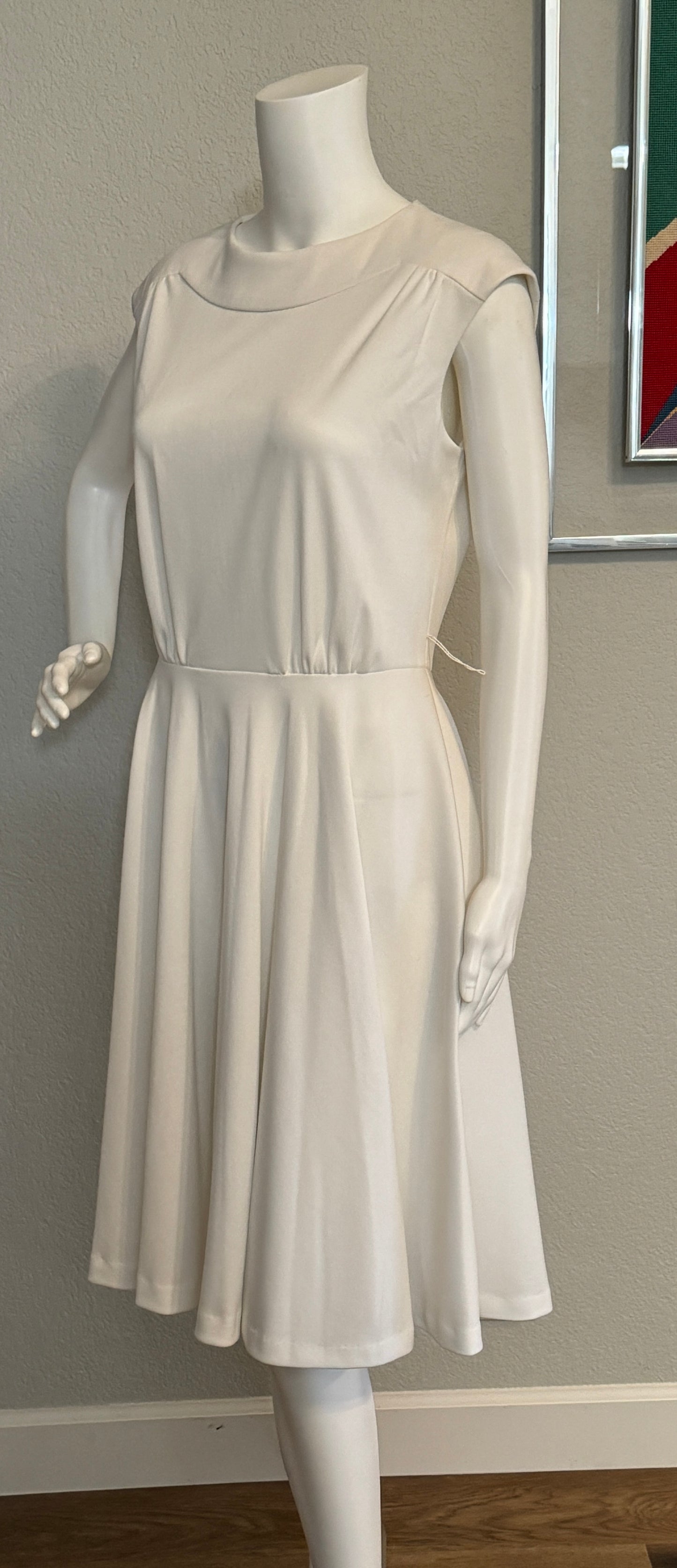 White Sleevess Dress, Size 12, Union Made