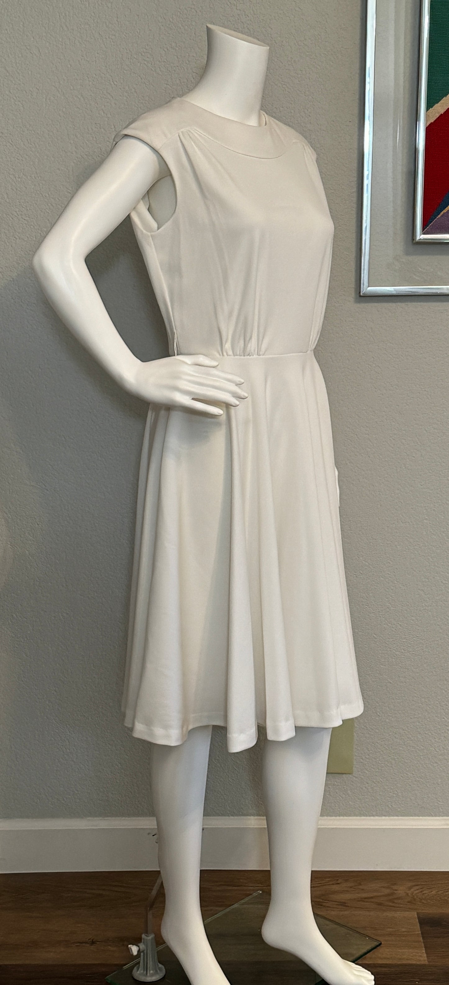 White Sleevess Dress, Size 12, Union Made