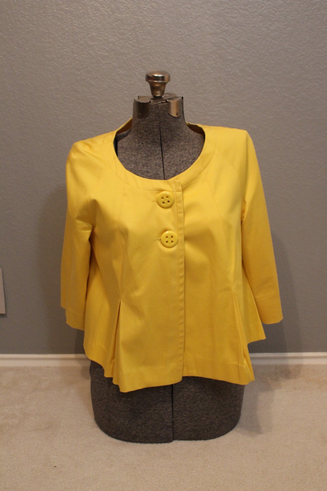 Bright Yellow Cropped Swing Coat - WDNY Jacket Size 12