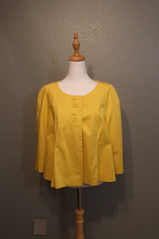 Bright Yellow Cropped Swing Coat - WDNY Jacket Size 12