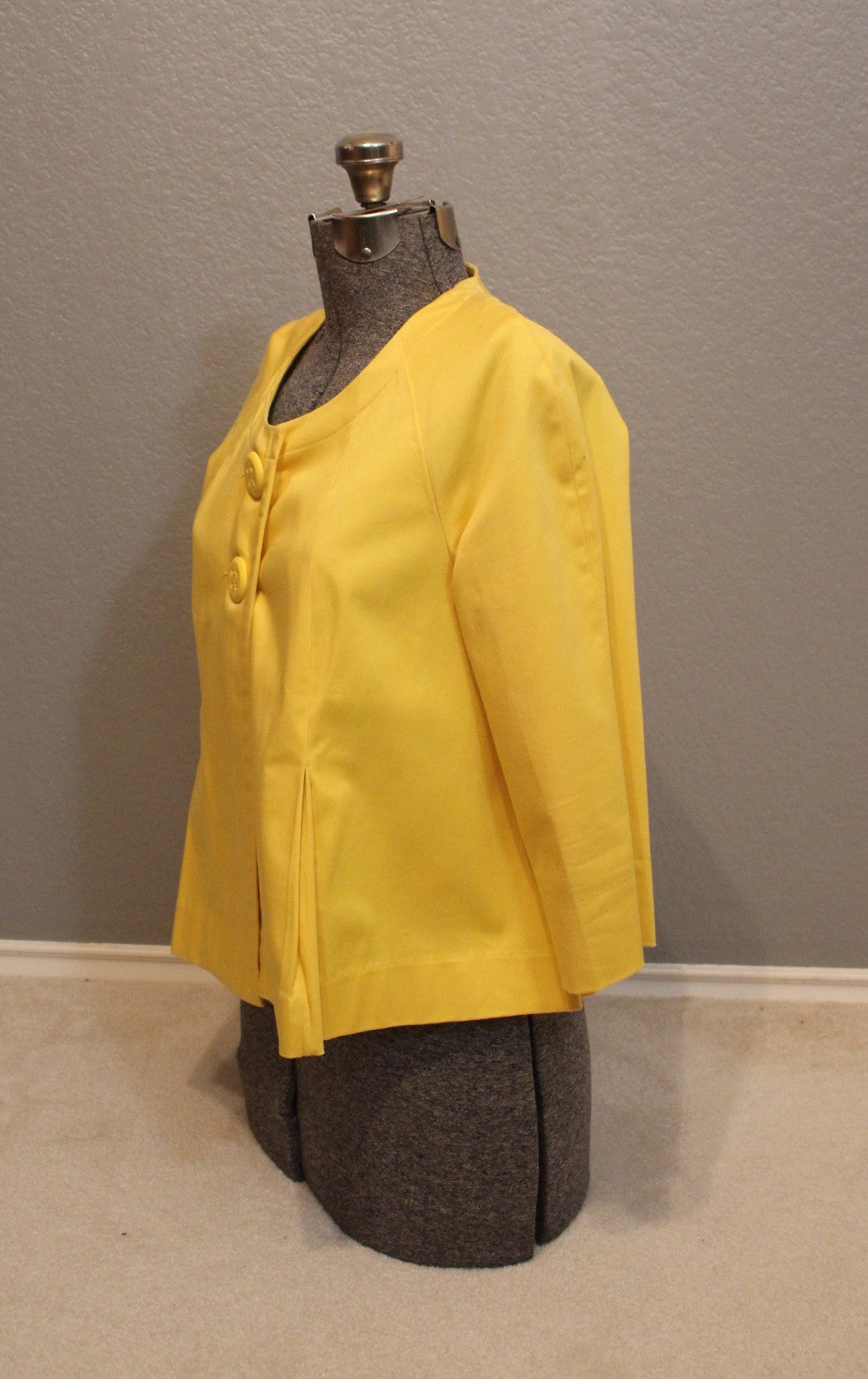 Bright Yellow Cropped Swing Coat - WDNY Jacket Size 12