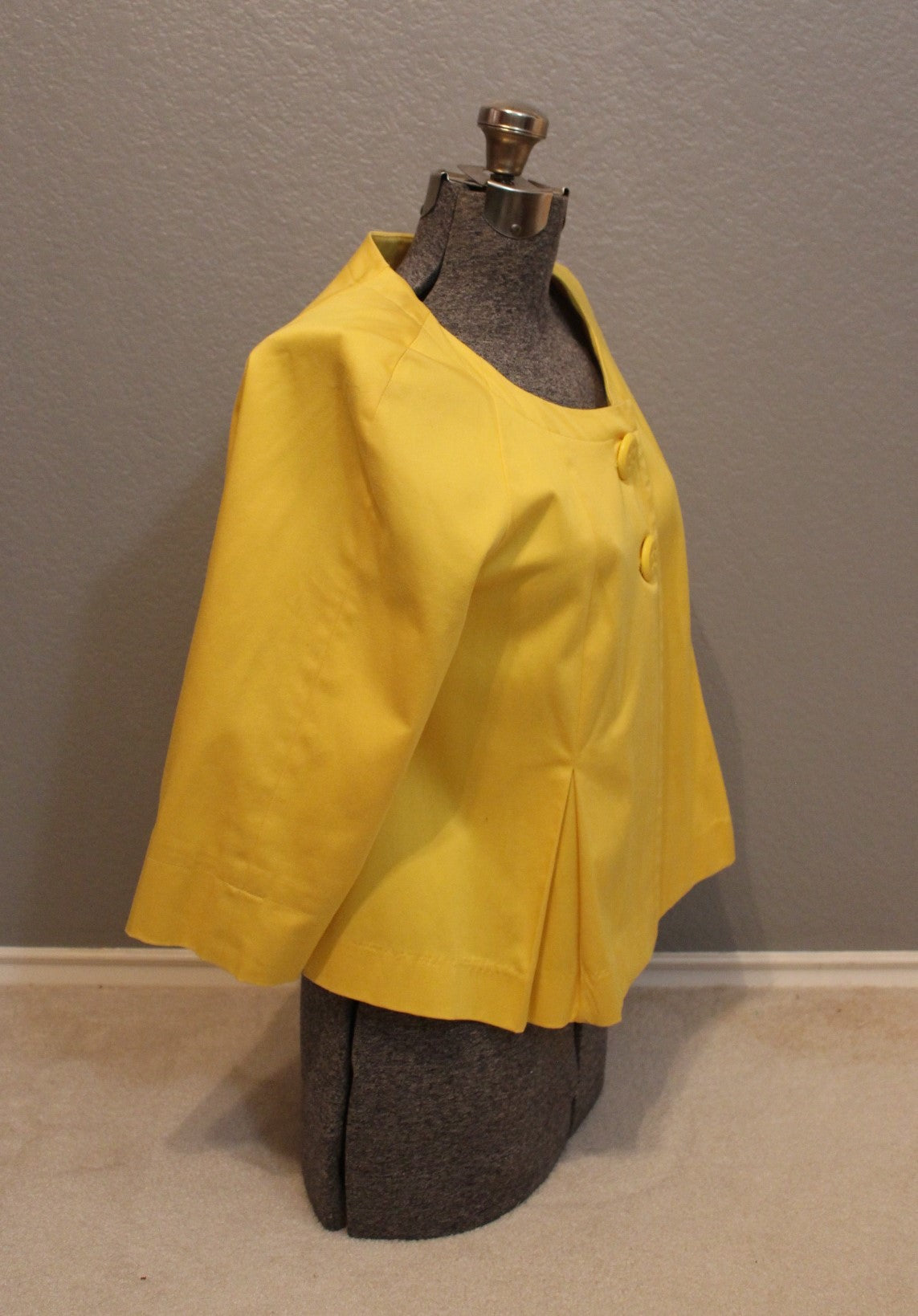 Bright Yellow Cropped Swing Coat - WDNY Jacket Size 12