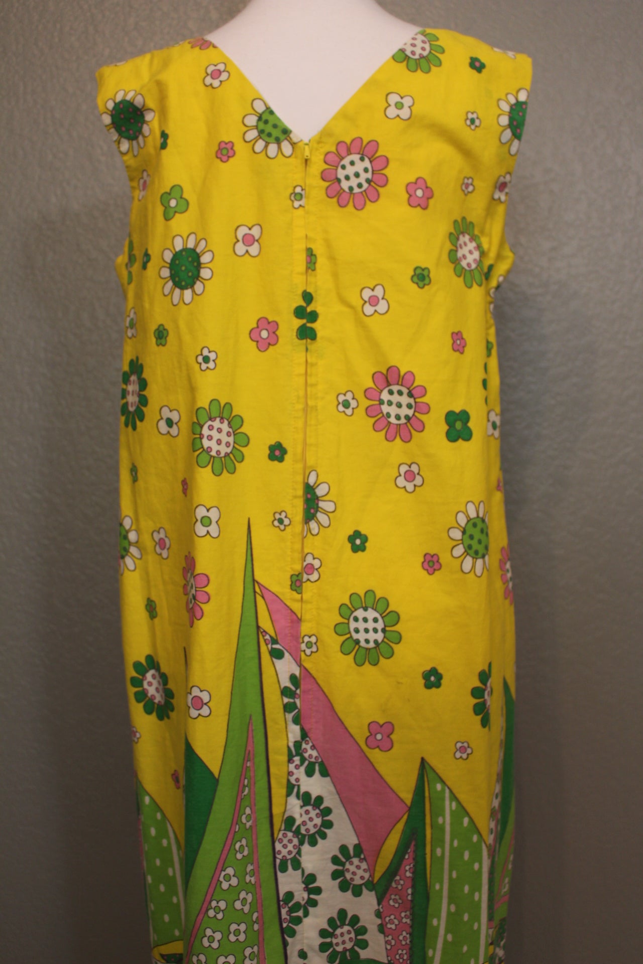 Sears Sleeves Colored Flower Dress with Yellow, Pink, Green