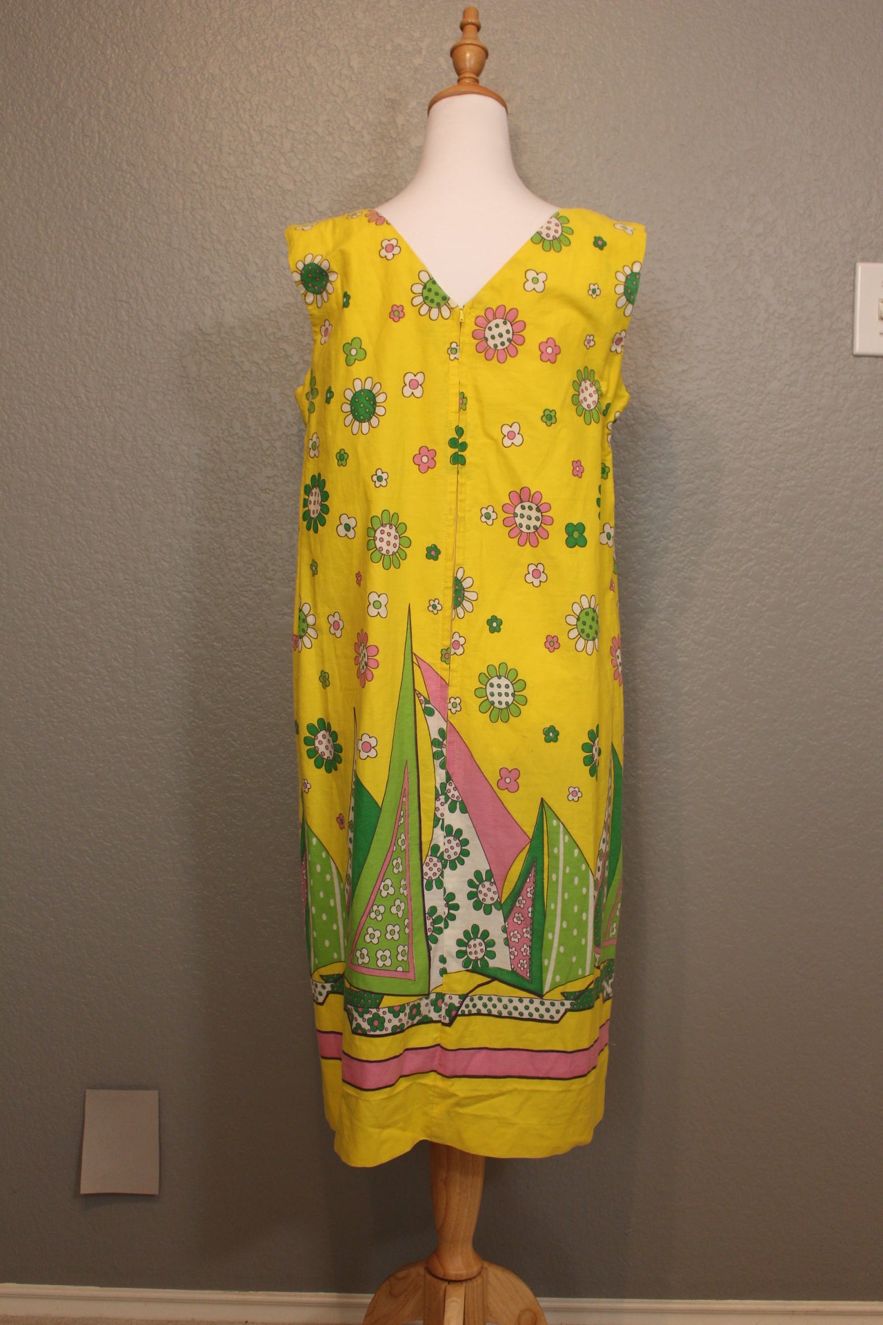 Sears Sleeves Colored Flower Dress with Yellow, Pink, Green