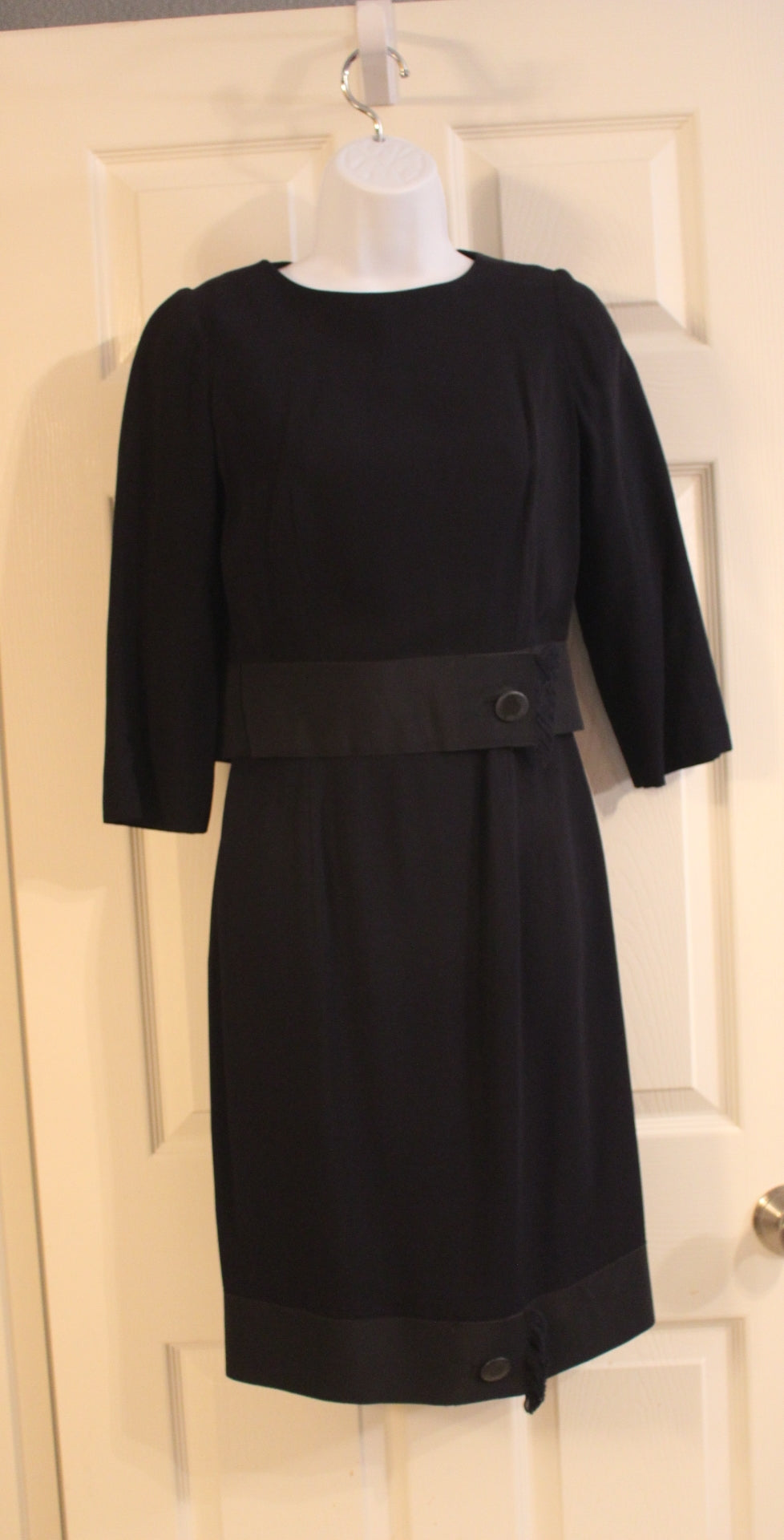 Stunning Maurice Rentner Clothing 60's Silk Navy Dress with Jacket Overlay