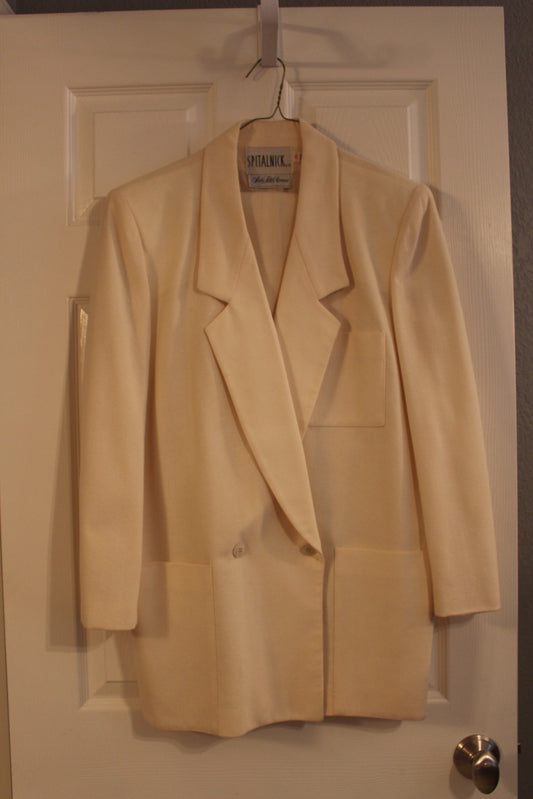 Spitalnick Off White Wool Jacket and Pants, size 10