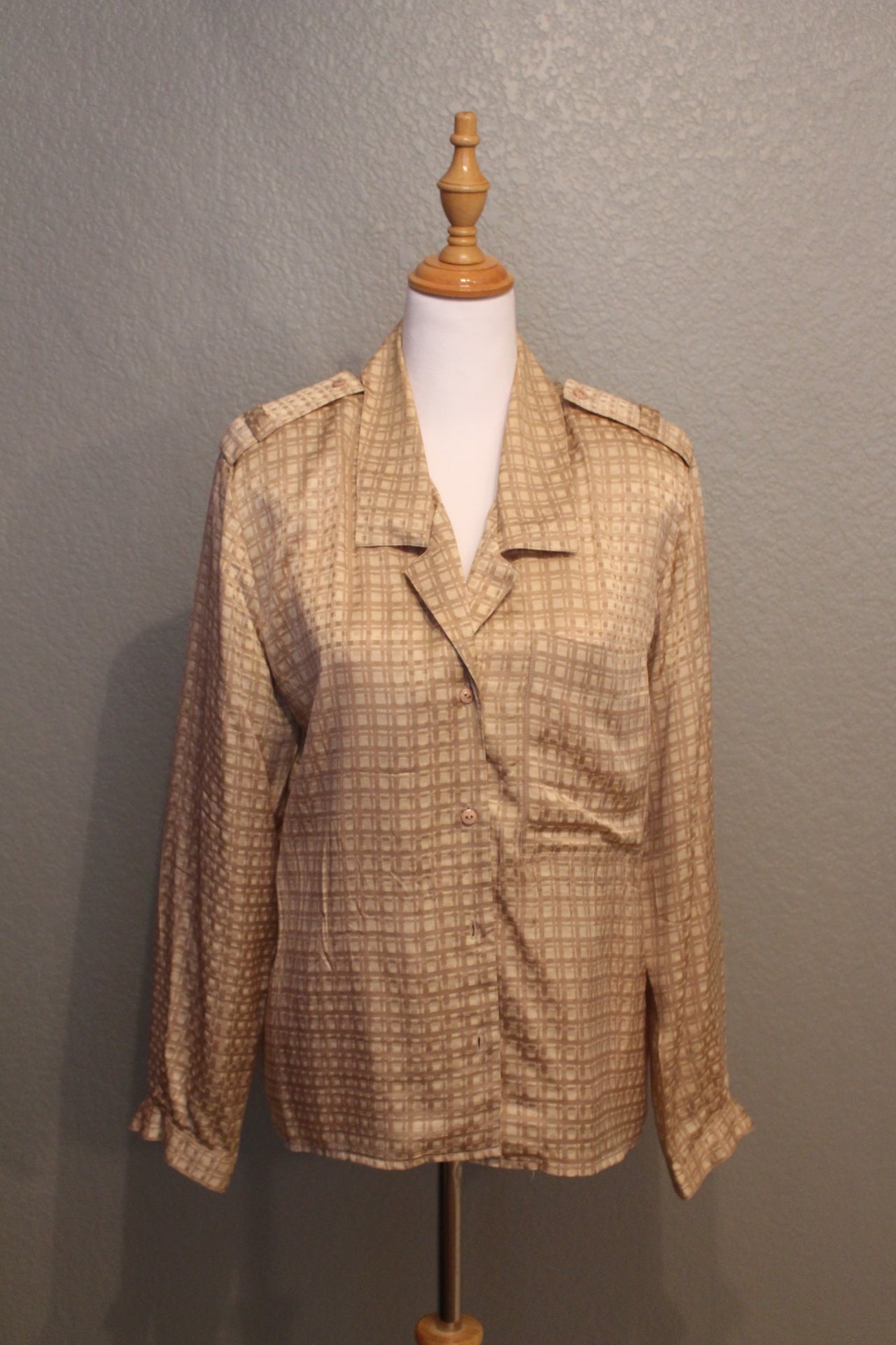 Spitalnick Designer Light Brown Linen Suit with Skirt and patterned Silk Shirt