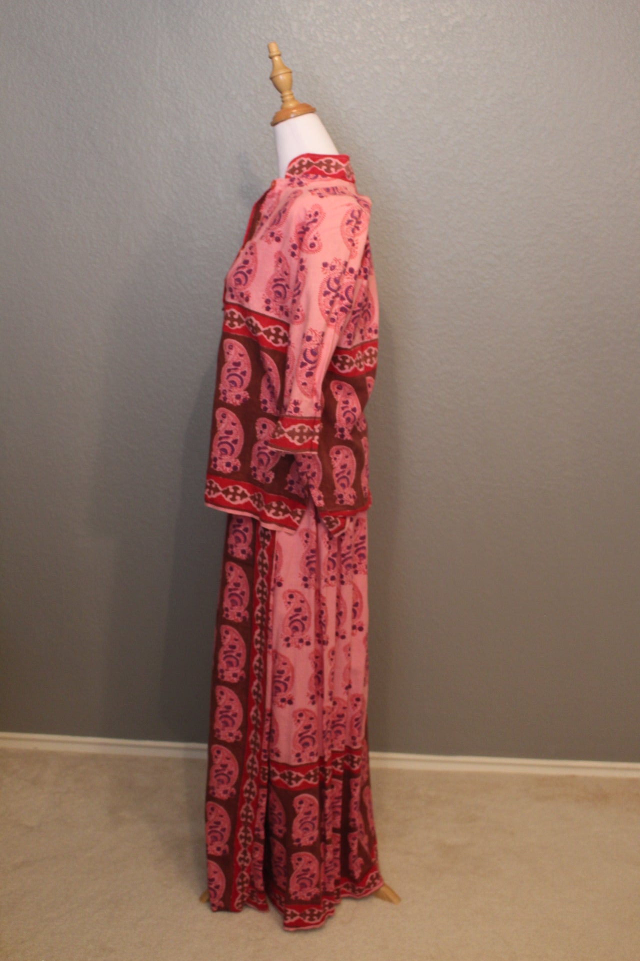 Hand Fabs Indian Shirt and Skirt -  Paisley, Pink, & Green