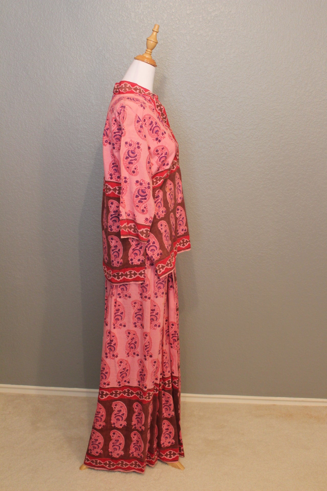 Hand Fabs Indian Shirt and Skirt -  Paisley, Pink, & Green