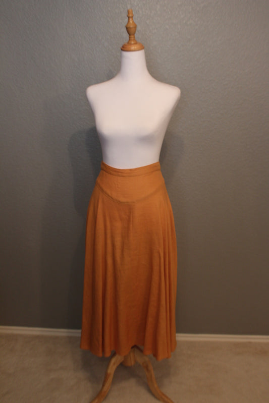 Carole Little Orange / Brown Linen Skirt (XS)