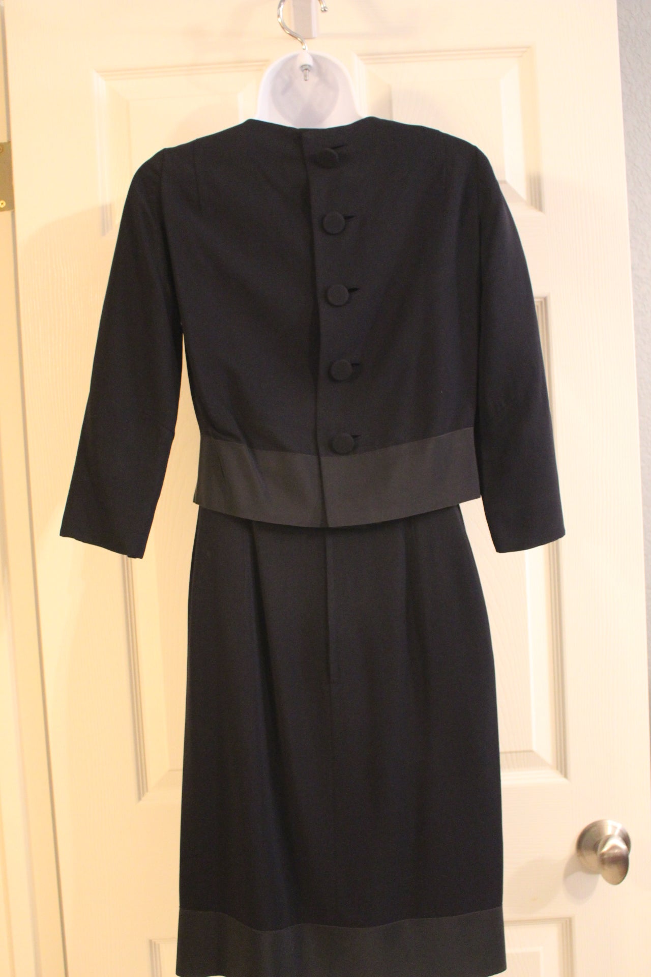 Stunning Maurice Rentner Clothing 60's Silk Navy Dress with Jacket Overlay