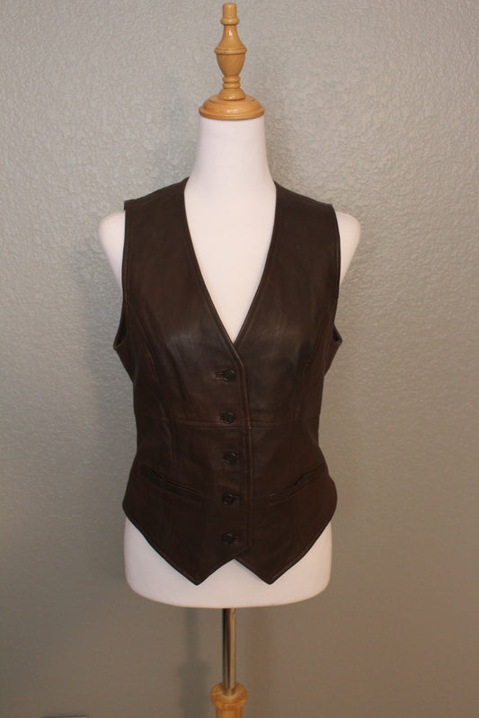 Cabi Chocolate Brown Leather Vest (SM)