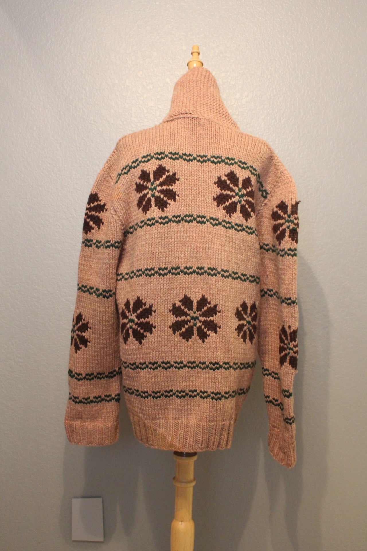 Wool Winter Sweater / Jacket with snow-flake design