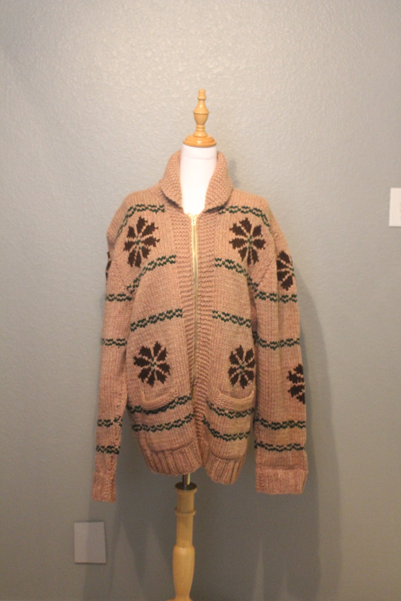 Wool Winter Sweater / Jacket with snow-flake design