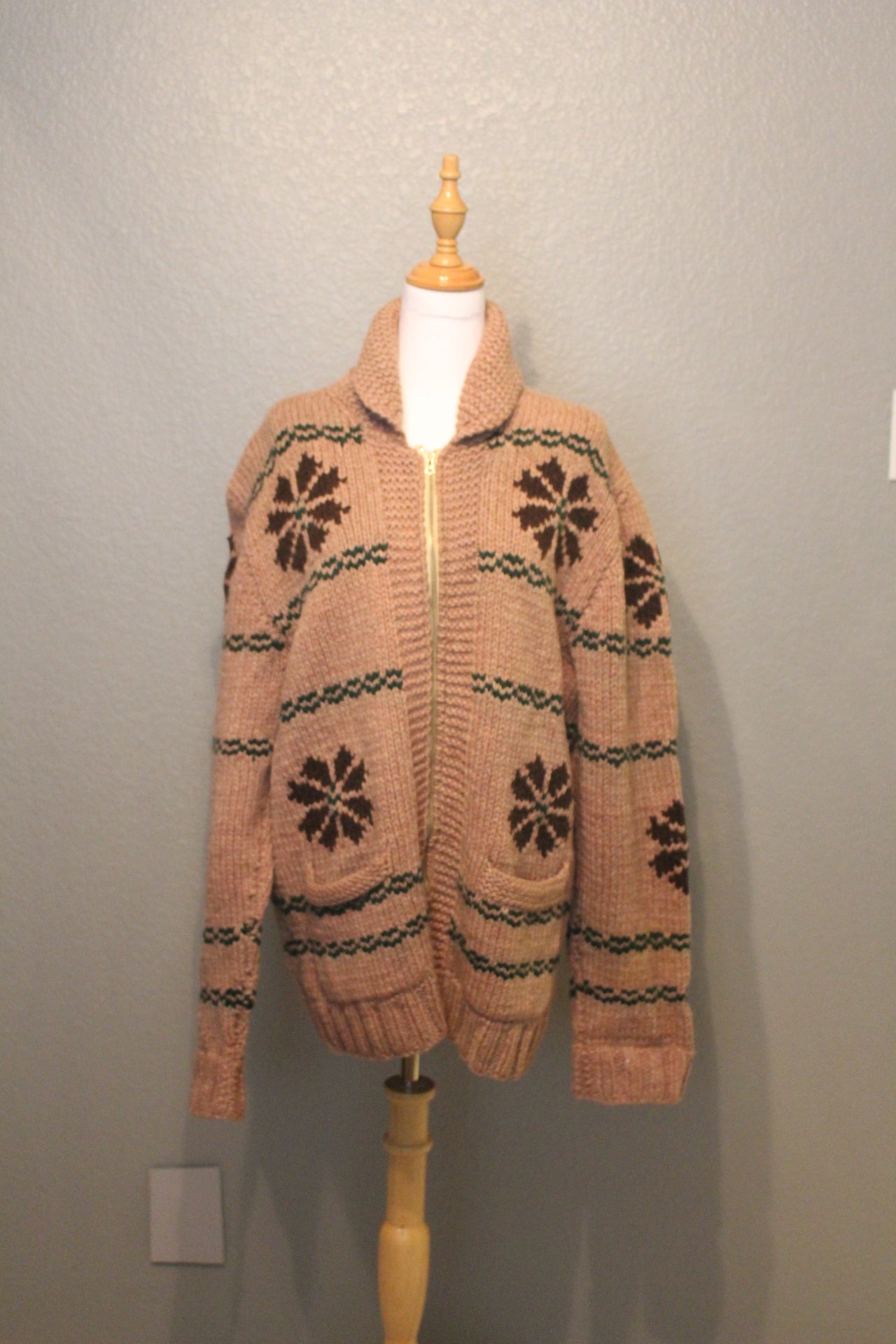 Wool Winter Sweater / Jacket with snow-flake design