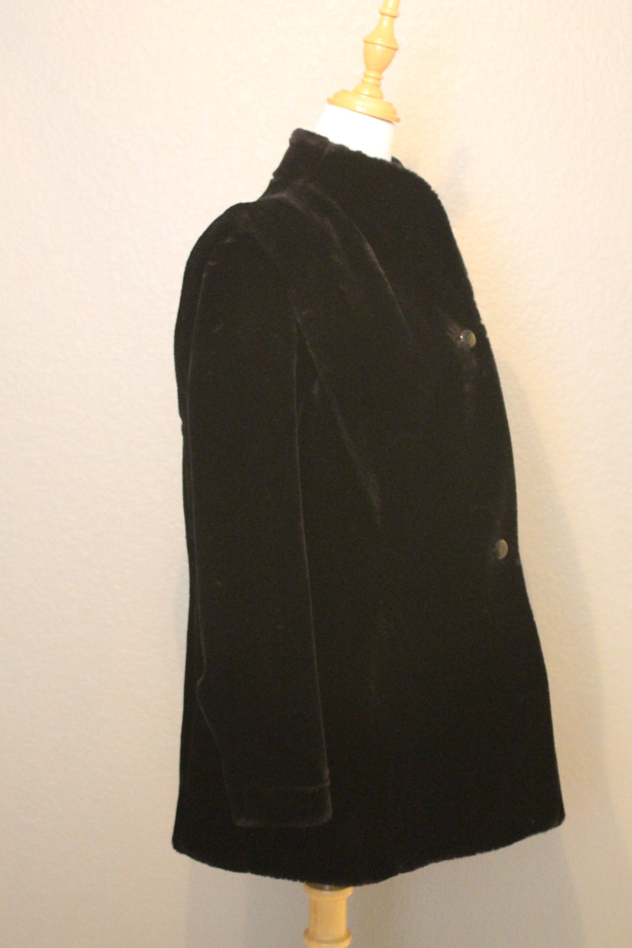 Olympia Faux Black Velvet Coat (SM)