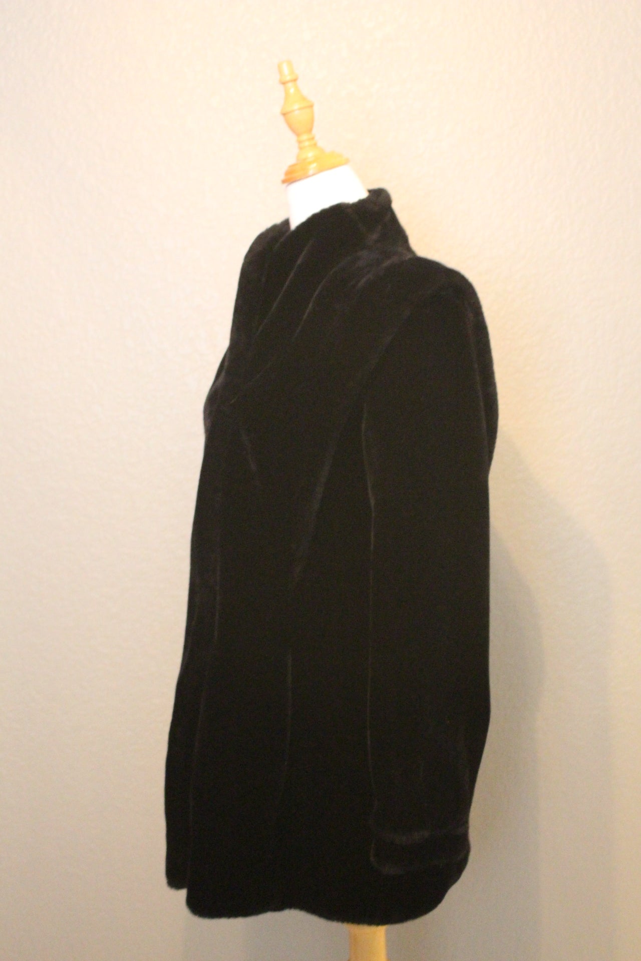 Olympia Faux Black Velvet Coat (SM)