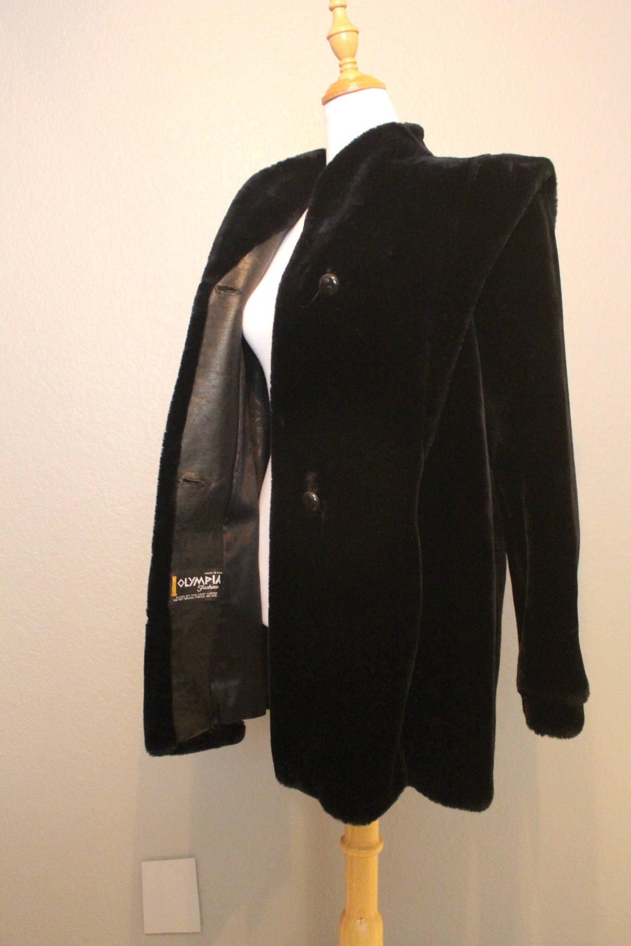 Olympia Faux Black Velvet Coat (SM)