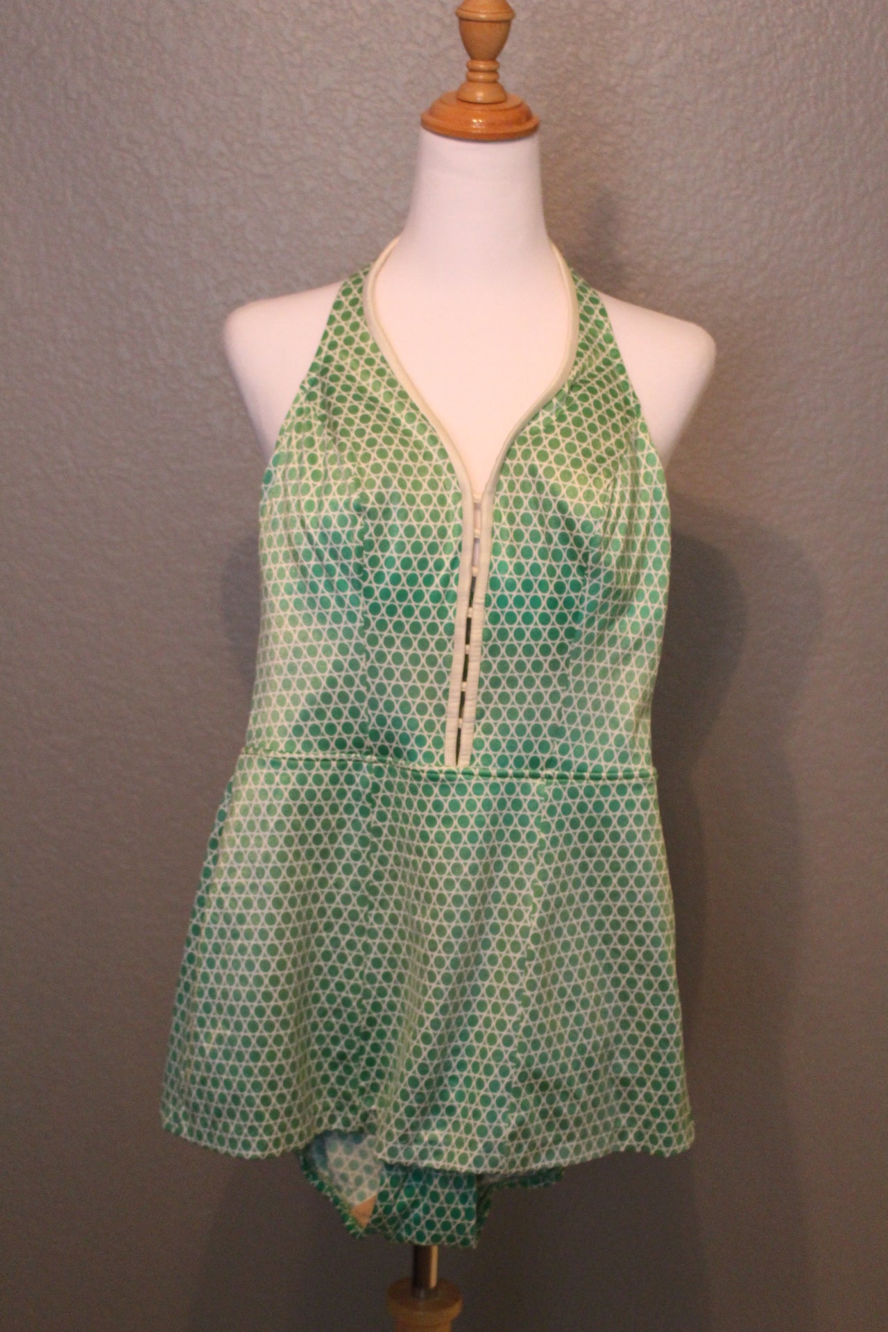 Estuart Designer Polka Dot Green and White Bathing Suit