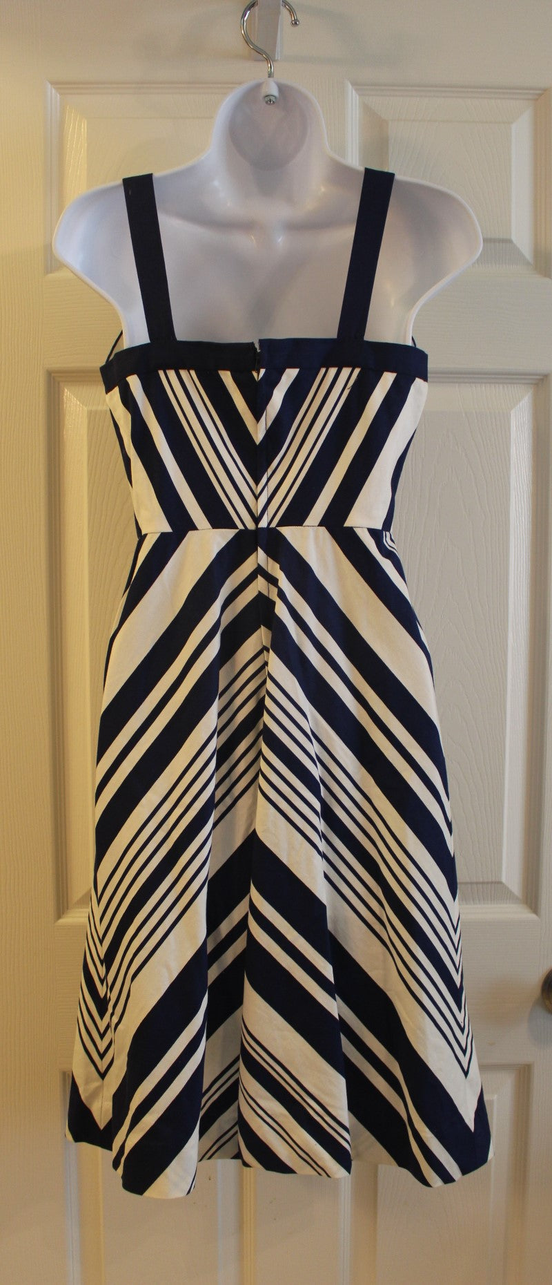 Navy 70" Chevron Patterned Sleeveless Summer Dress