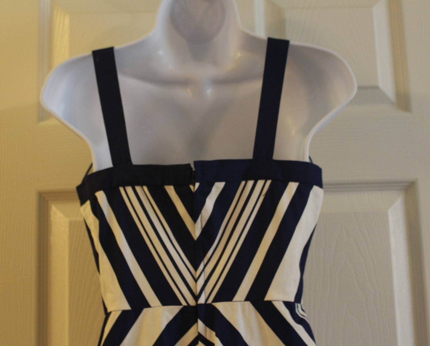 Navy 70" Chevron Patterned Sleeveless Summer Dress