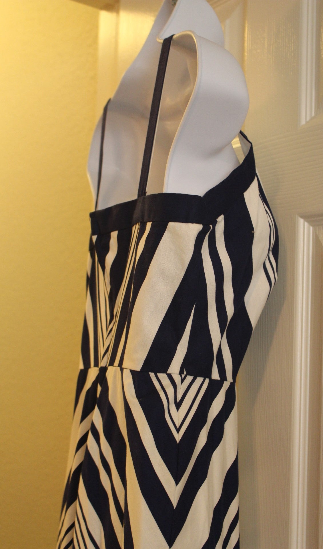 Navy 70" Chevron Patterned Sleeveless Summer Dress