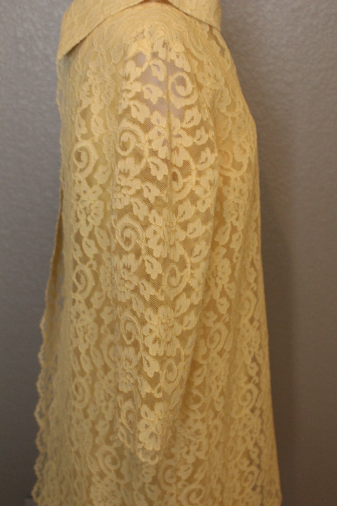 Sleeveless Silk Dress, off-white with Lace Overlay.