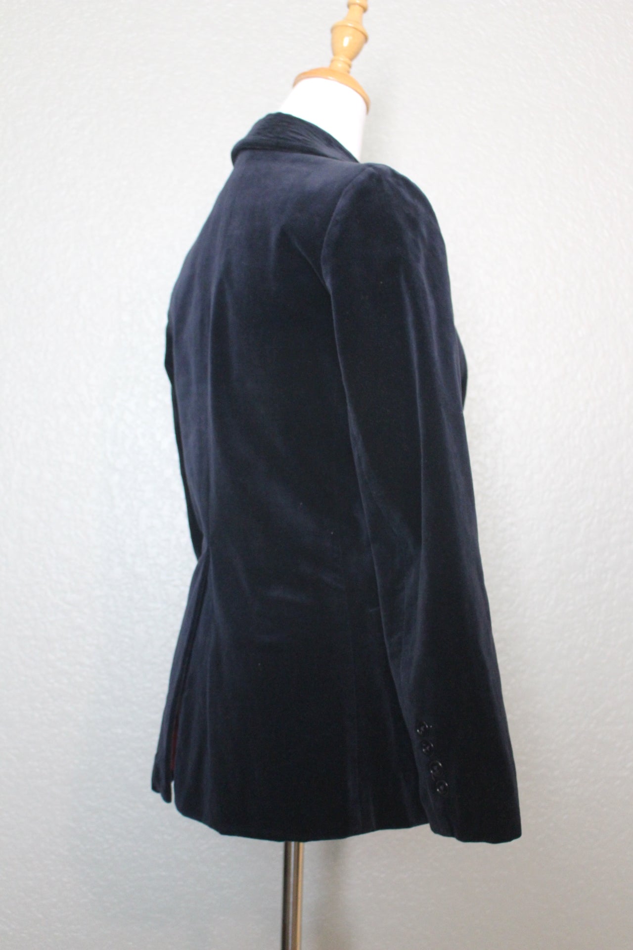 Navy Blue Velvet Jacket with Broach - SM