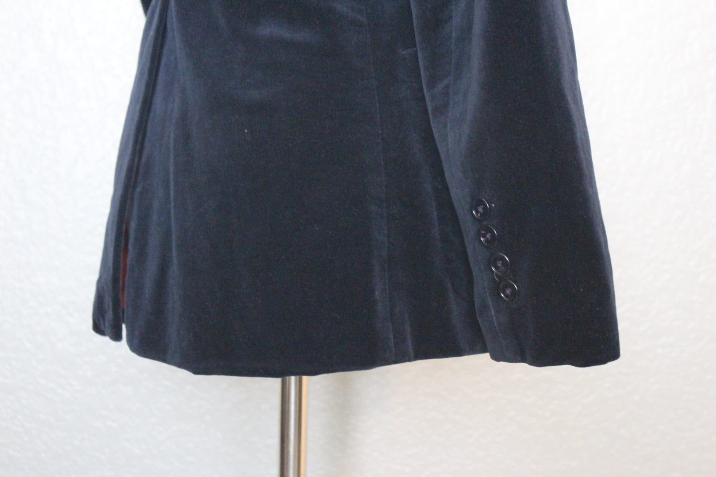 Navy Blue Velvet Jacket with Broach - SM