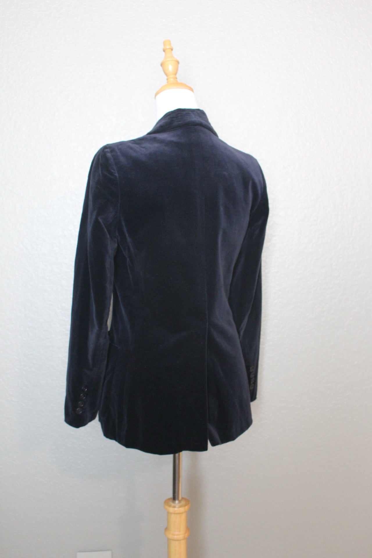 Navy Blue Velvet Jacket with Broach - SM