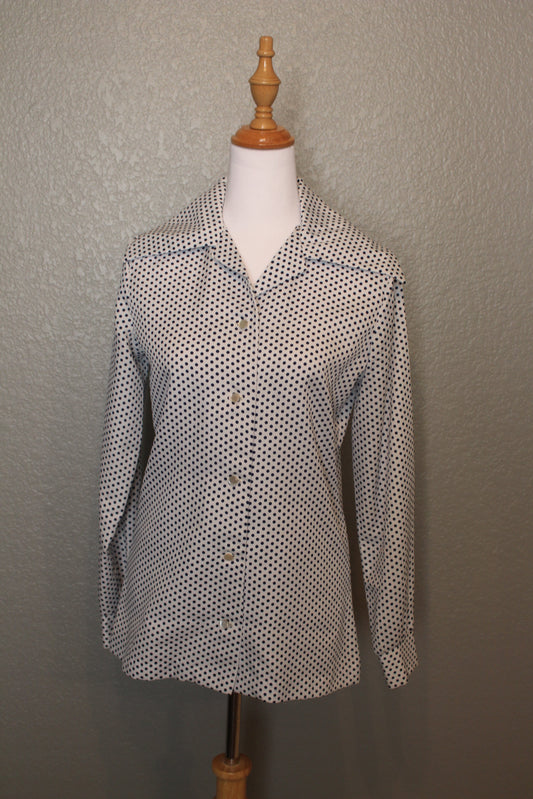 Long Sleeve Silk Button Down Blouse by Donovan Galvani - Size SM( Small)