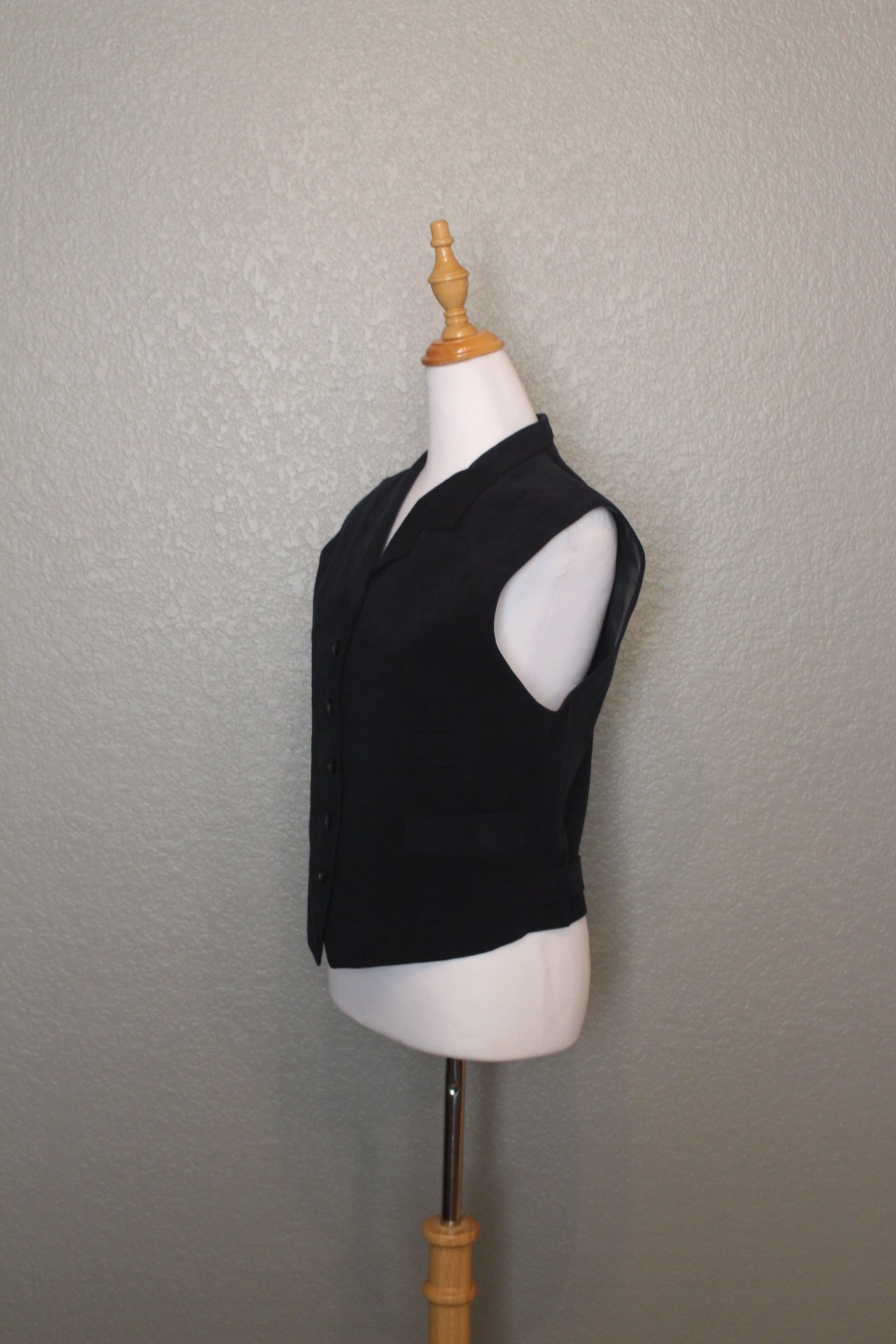 Navy Suede Vogue Designer Button Down Vest - Small (SM)