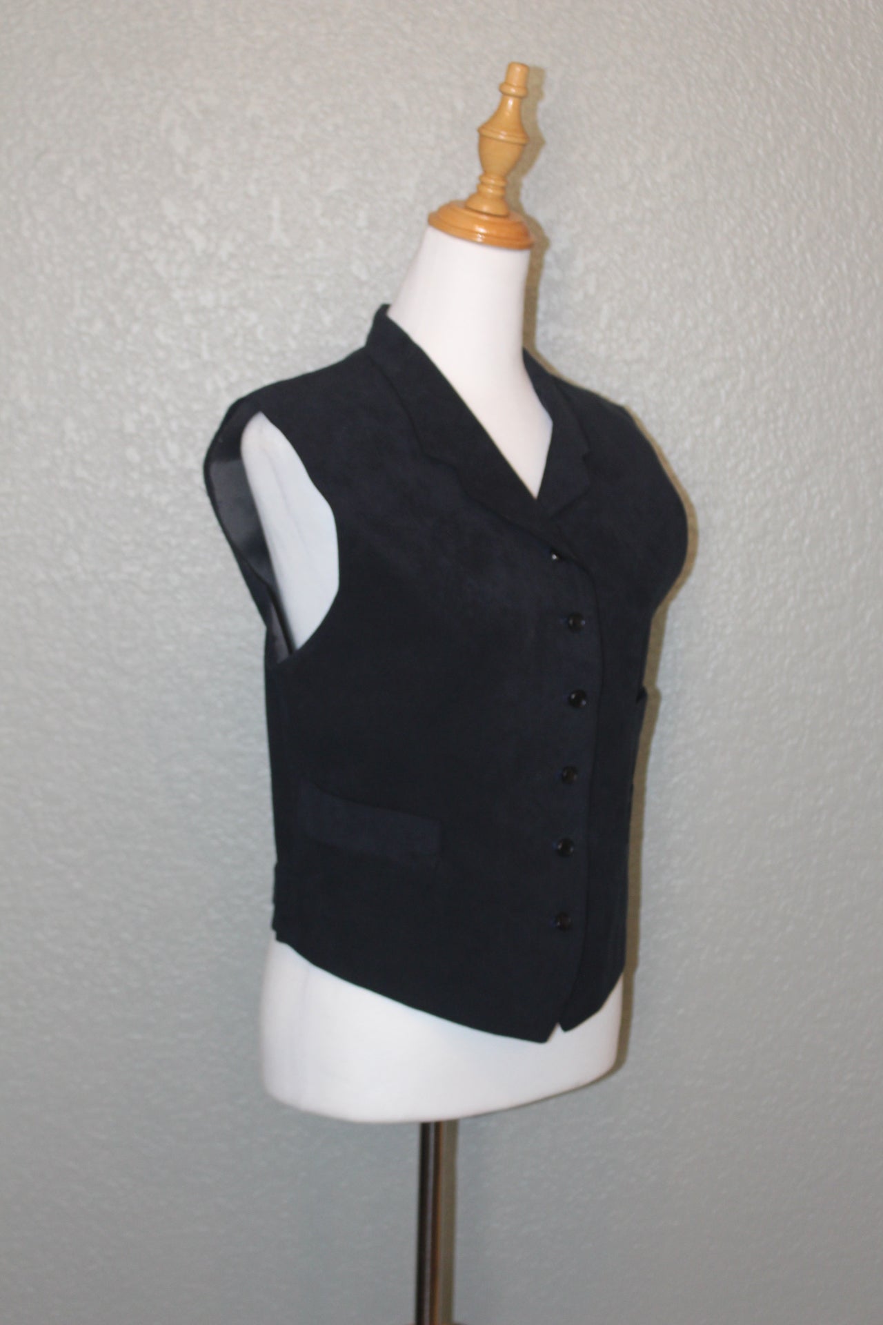 Navy Suede Vogue Designer Button Down Vest - Small (SM)