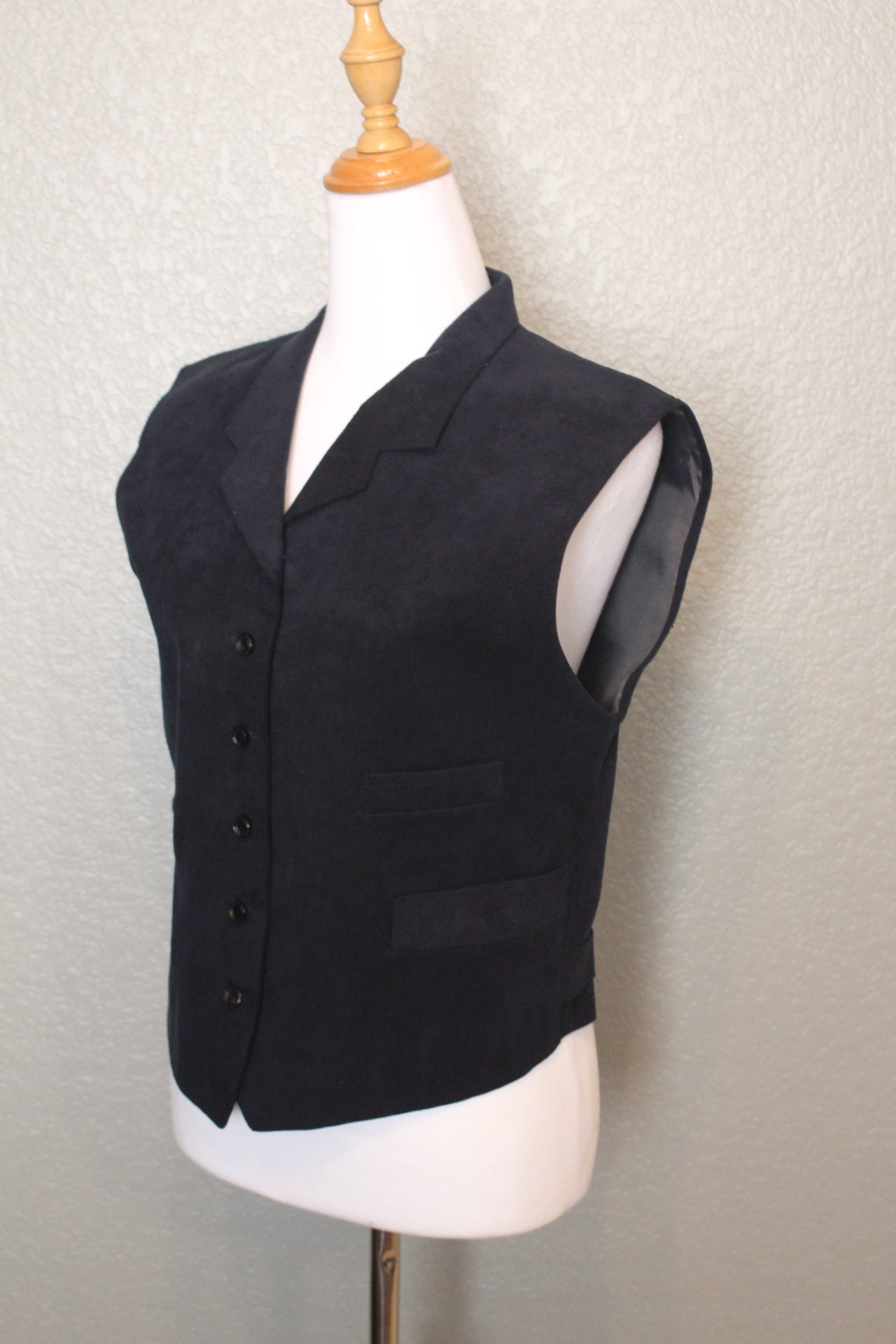 Navy Suede Vogue Designer Button Down Vest - Small (SM)