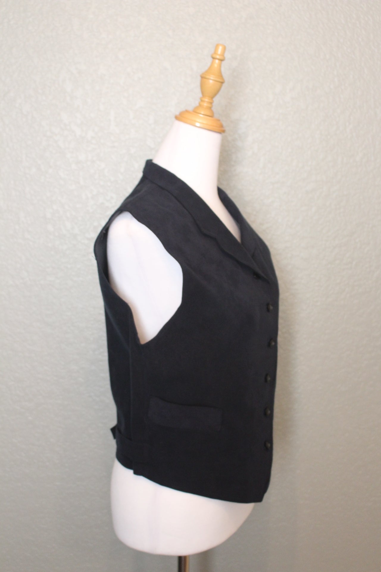 Navy Suede Vogue Designer Button Down Vest - Small (SM)