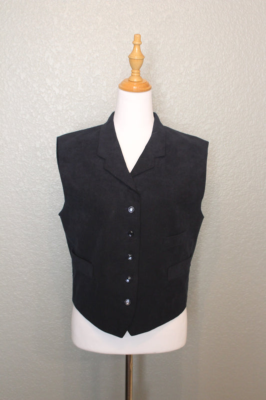 Navy Suede Vogue Designer Button Down Vest - Small (SM)