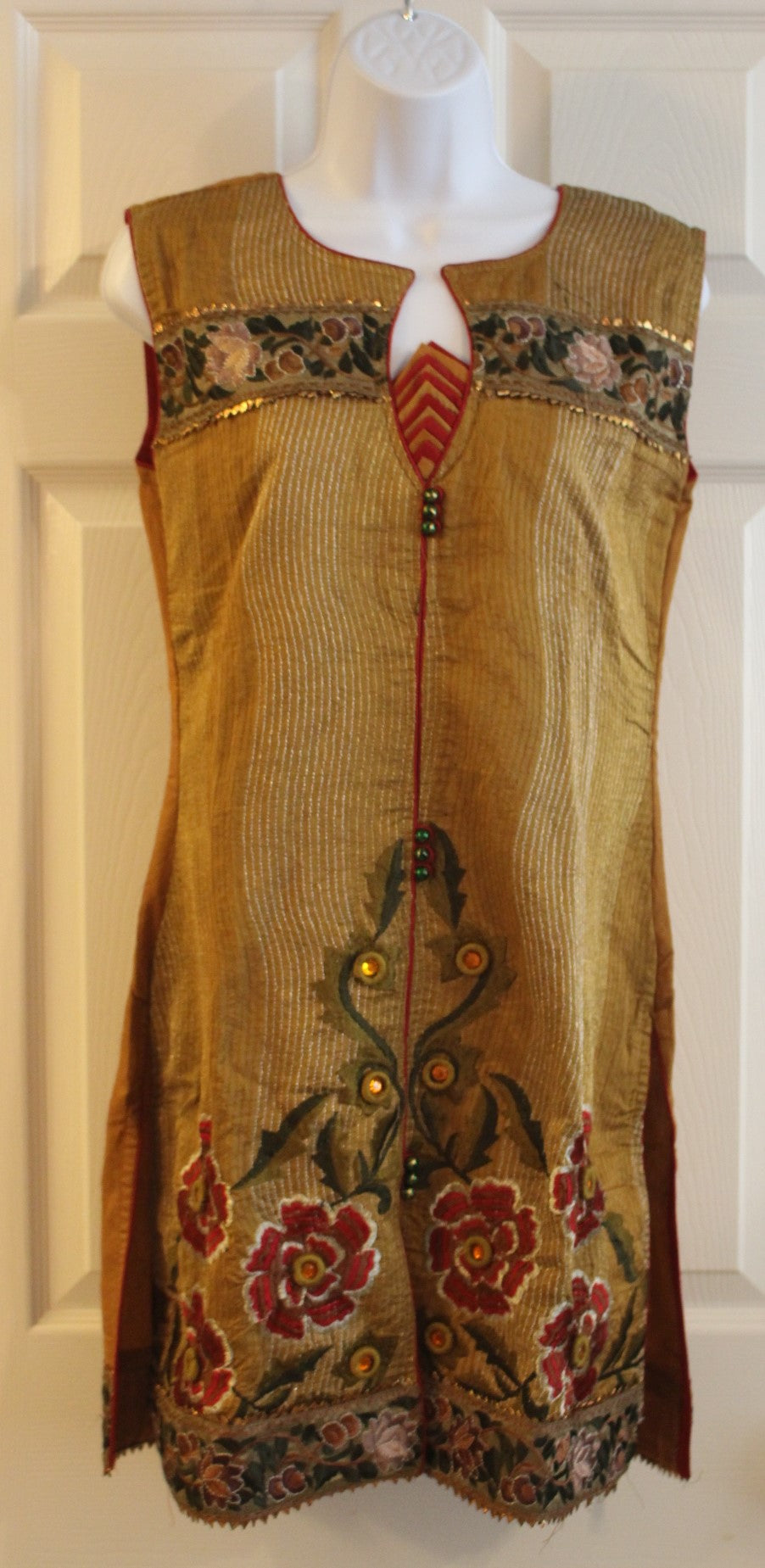 Beautiful Gold Indian Embroidered Dress with stitching