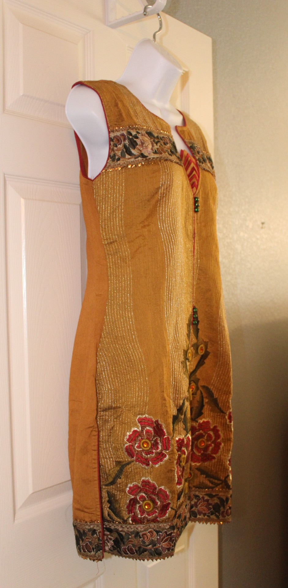 Beautiful Gold Indian Embroidered Dress with stitching