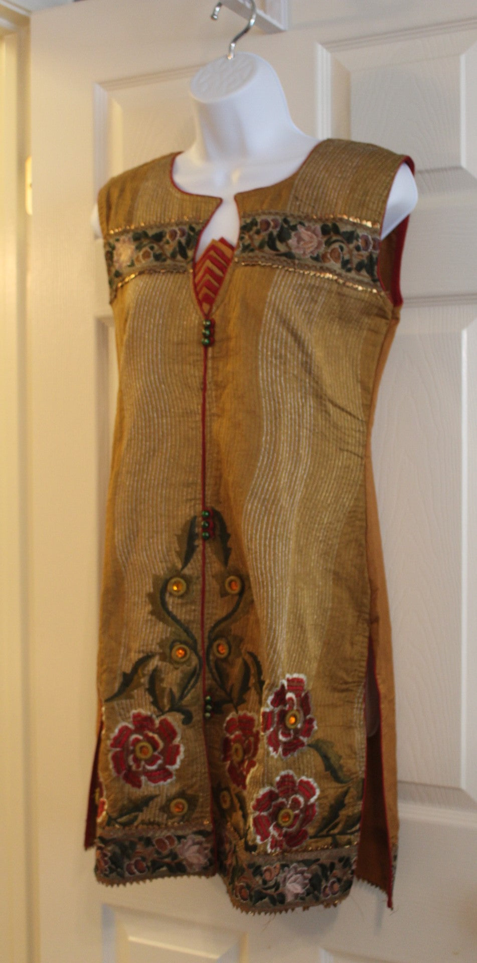 Beautiful Gold Indian Embroidered Dress with stitching