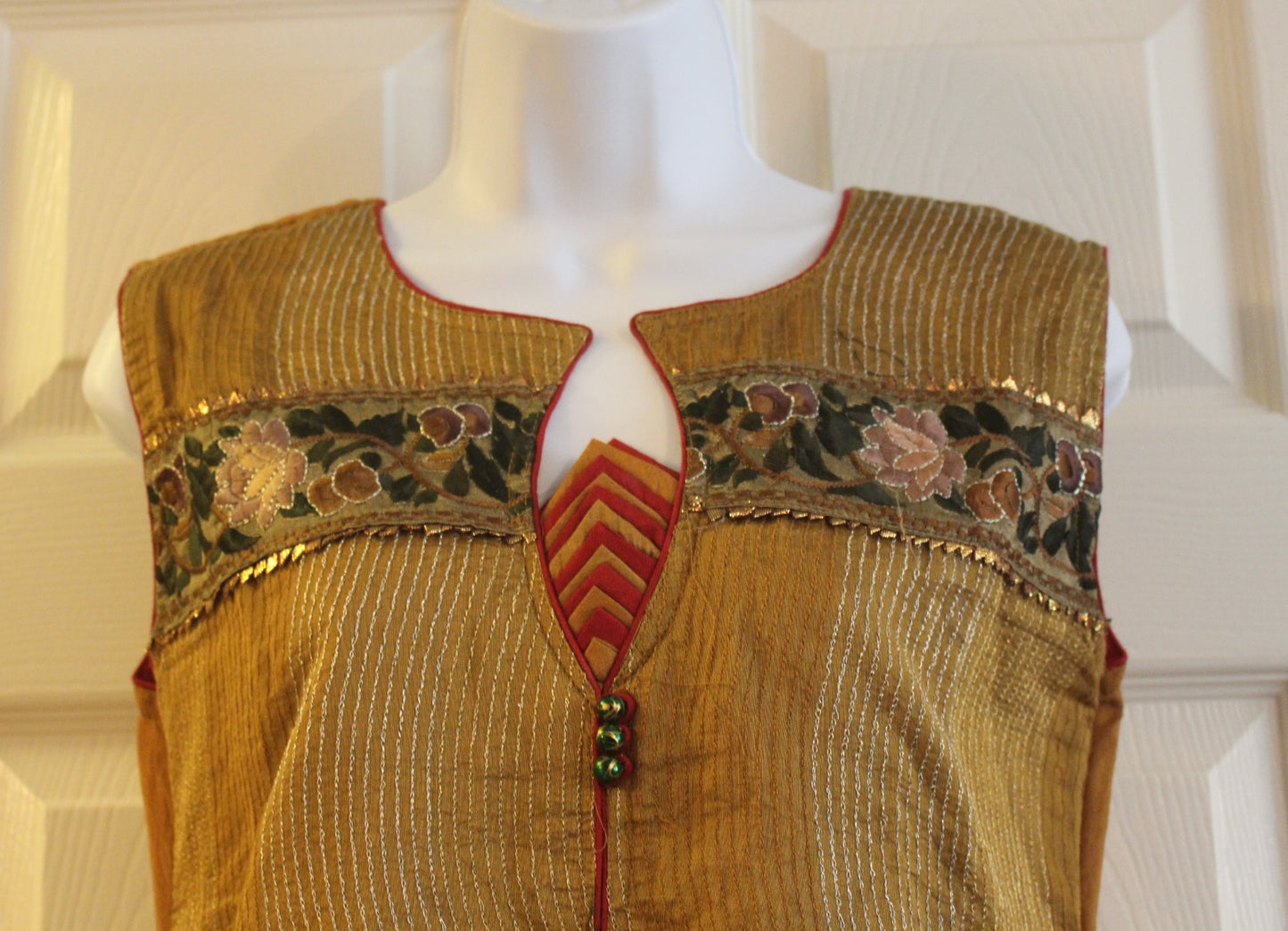 Beautiful Gold Indian Embroidered Dress with stitching