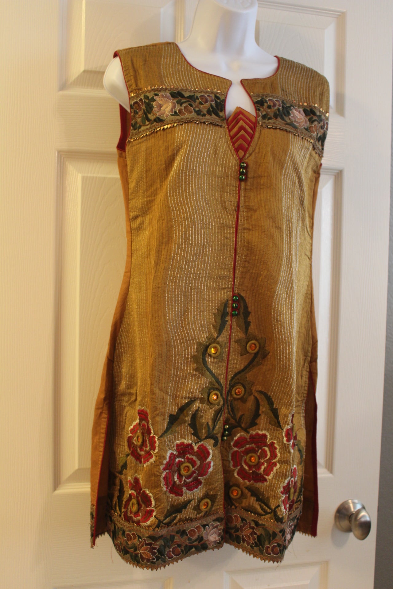 Beautiful Gold Indian Embroidered Dress with stitching