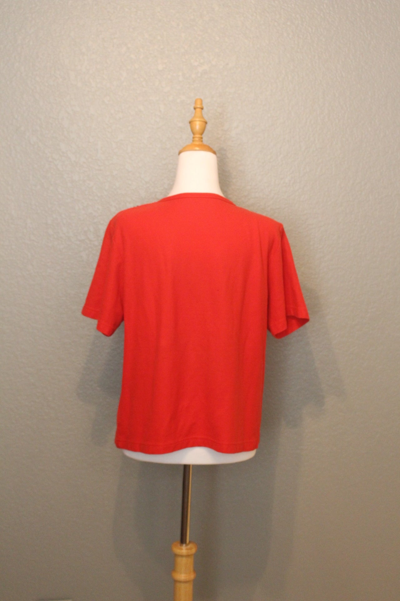 Red Cotton Short Sleeve Shirt