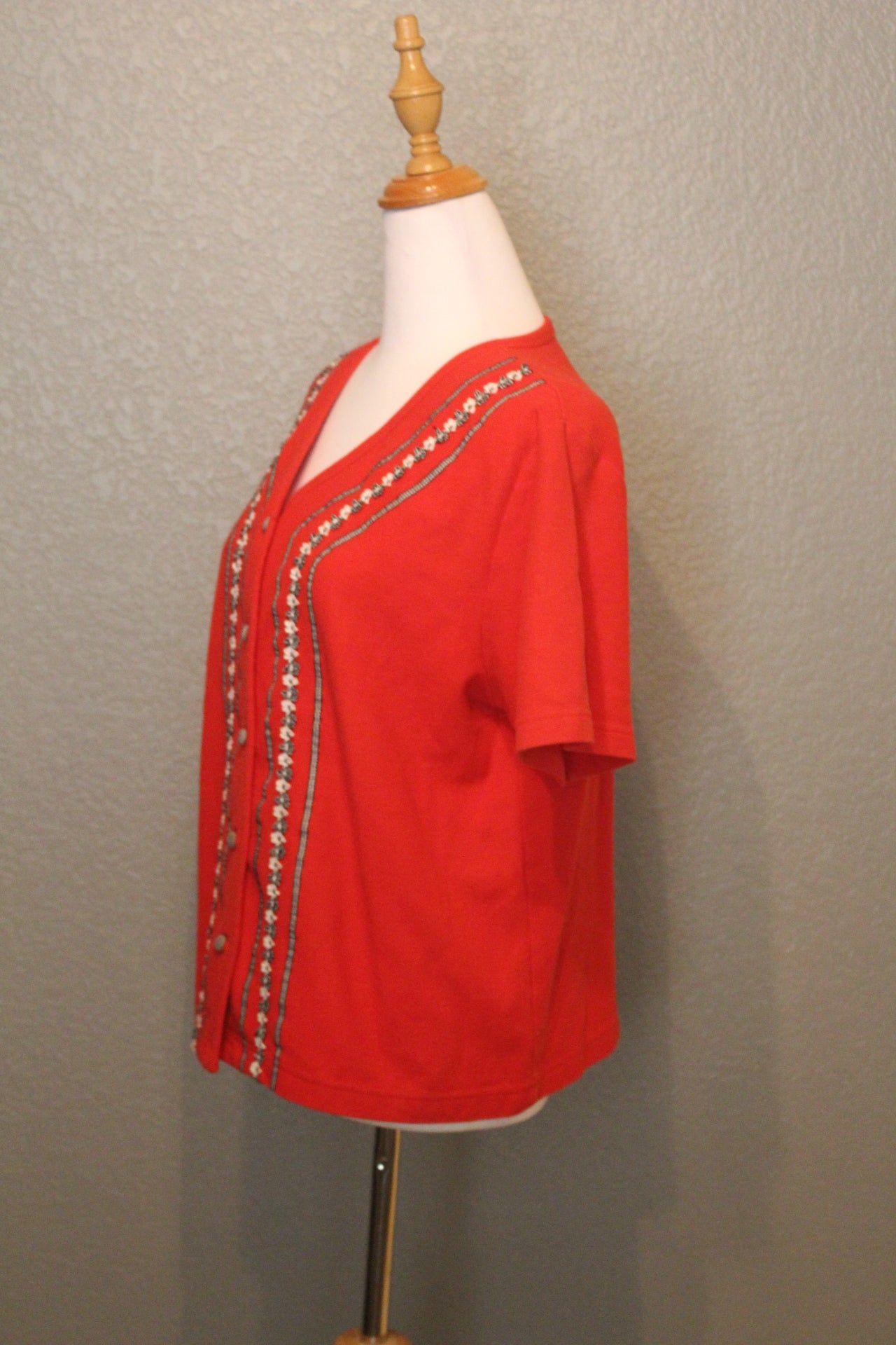 Red Cotton Short Sleeve Shirt