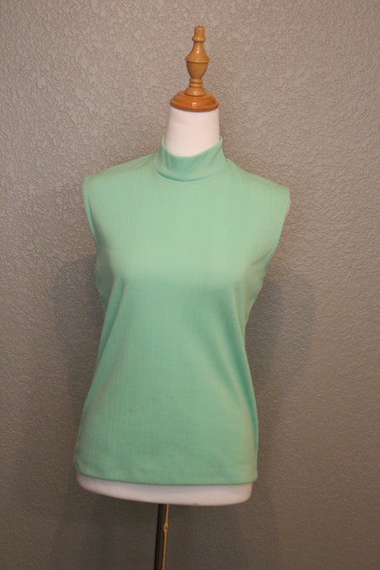 Lime Green Short Sleeveless Small High Neck Shirt (SM)