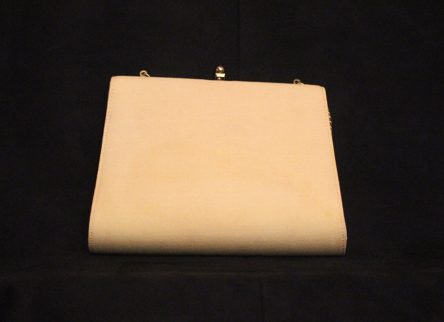 Cream Vintage Cotton Clutch Bag with Gold Chain Handle, 1950's