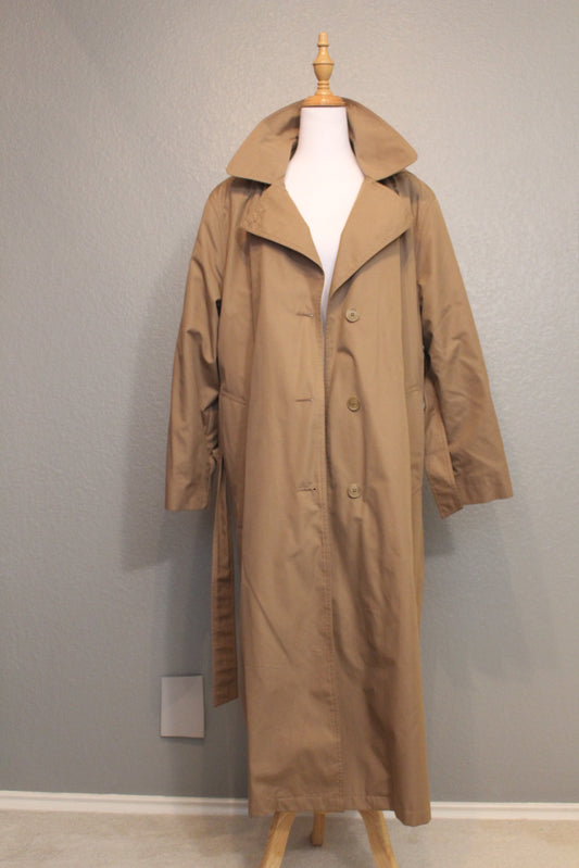 London Fog Jacket Classic Beige Trench Coat with Wool- Size 14 Petite