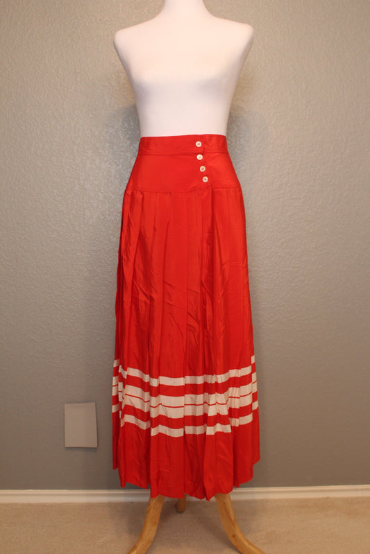 Vintage 1980s Liz Claiborne Pleated Red Skirt Size 6 (XS)